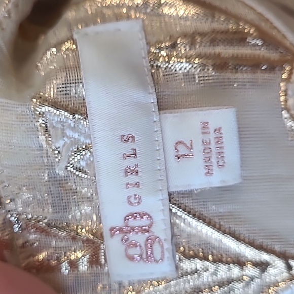 GB Girls Gold and Cream Floral Dress Size 12 - Picture 7 of 8